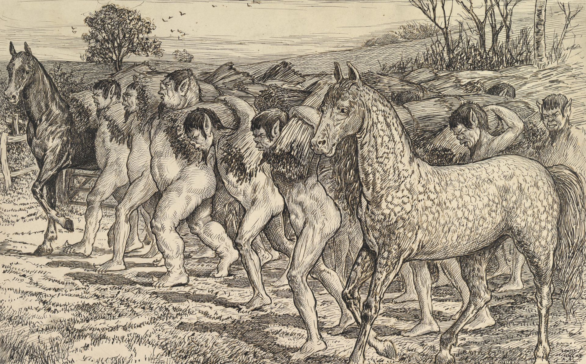 Louis John Rhead, Houyhnhnms driving a herd of Yahoos, from Jonathan Swift's Gulliver's Travels, Metropolitan Museum of Art